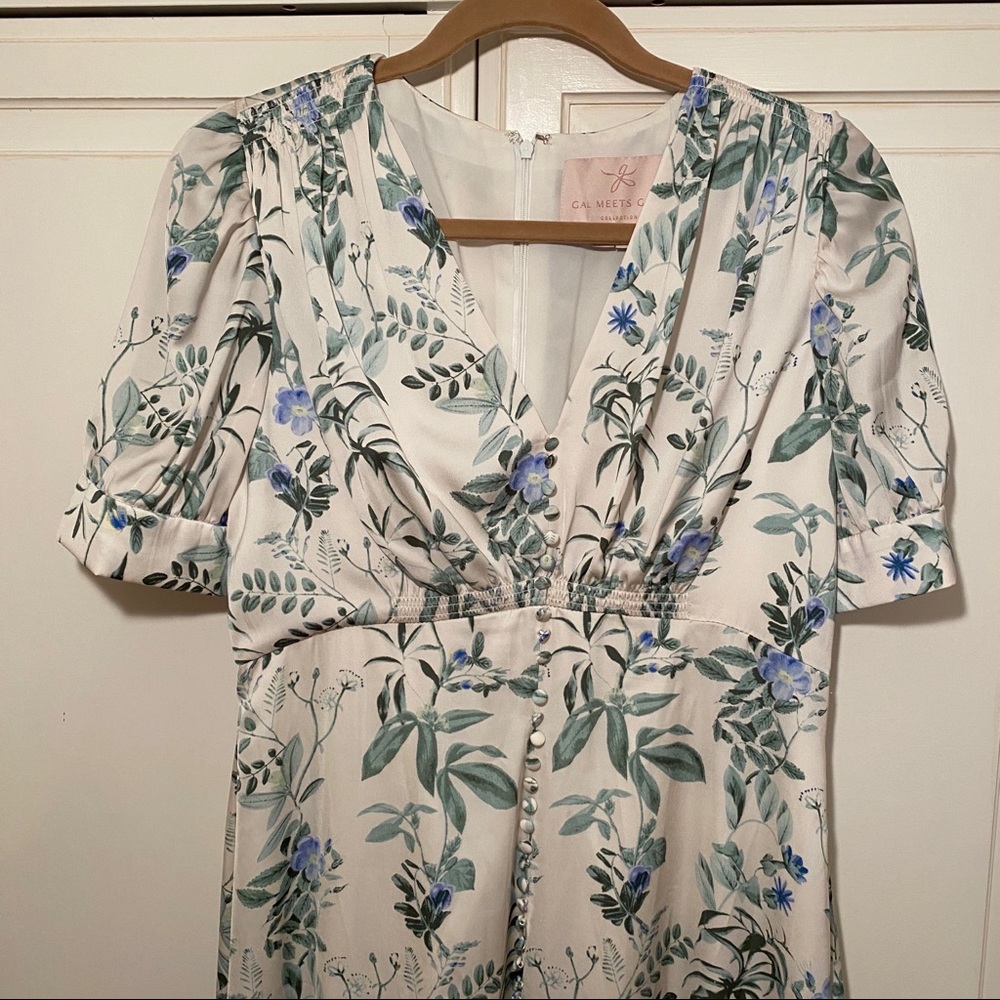Faux Silk Printed Floral Midi Dress
